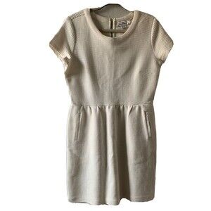 Vineyard Vines Womens Size Small Ivory Ribbed Short Sleeve Stretch A-Line Dress